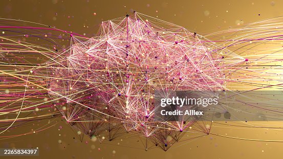 Abstract Neural Network Data Visualization With Connected Nodes, Flowing Lines and Digital Connectivity Abstract Neural Network Data Visualization With Connected Nodes, Flowing Lines and Digital Connectivity