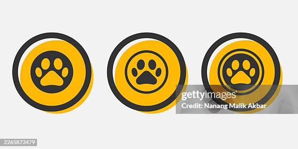 paw print icon set - pet scan stock illustrations