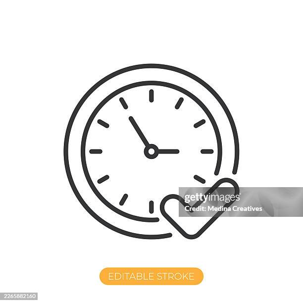 time verification icon. editable stroke thin line icon - smart phone timer study stock illustrations