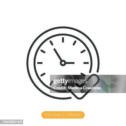 Time verification icon. Editable stroke thin line icon Time verification icon. Editable stroke thin line icon
