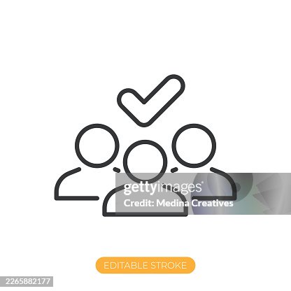Group approval icon. Editable stroke thin line icon Group approval icon. Editable stroke thin line icon