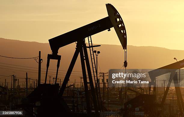 Pumpjack operates n the Belridge oil field on March 10, 2026 near McKittrick, California. A barrel of oil passed the $100 mark yesterday amid the war...