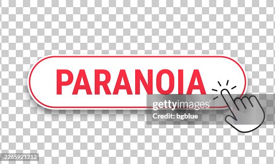 Paranoia - 3D click web button with hand cursor on blank background Paranoia - 3D click web button with hand cursor on blank background