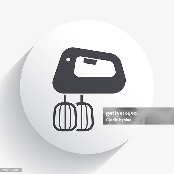 hand mixer. icon on circle button with long shadow - stirring stock illustrations