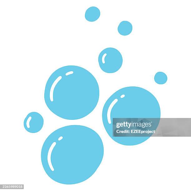 set of blue soap bubbles. water bubbles vector illustration. blue oxygen bubbles underwater flat vector design. clean soap foam or fresh water bubble elements - personal hygiene product stock illustrations