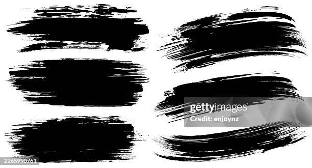 black paint brush stroke patterns vector - paintbrush stock illustrations