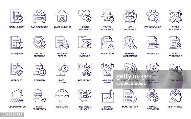 insurance technology icons - insurance technology stock illustrations