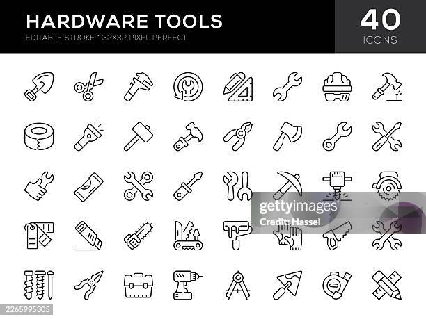 hardware tools editable stroke icons - trowel stock illustrations