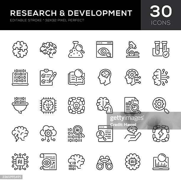 research and development editable stroke icons - data science stock illustrations