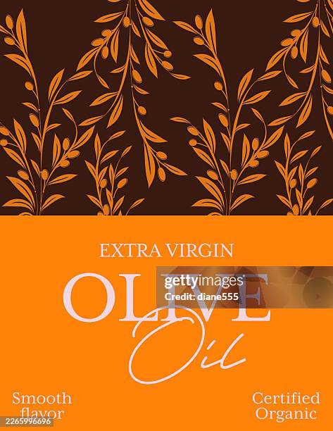 elegant olive oil label template with olive branches - mediterranean food stock illustrations