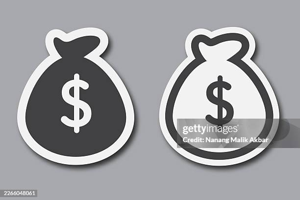 money bag sticker icon set - counter texture stock illustrations