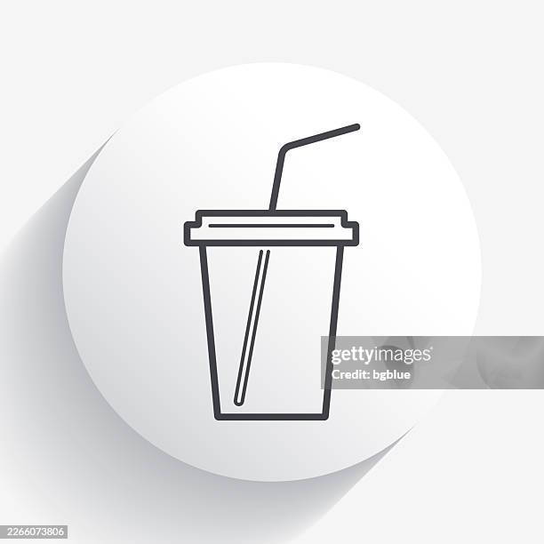 cup with straw. icon on circle button with long shadow - milkshake isolated stock illustrations