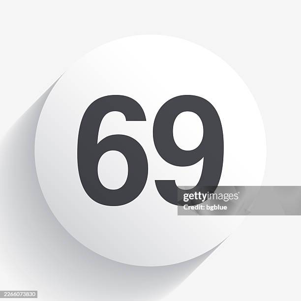 69 Number Sixtynine Icon With Reflection On White Background High