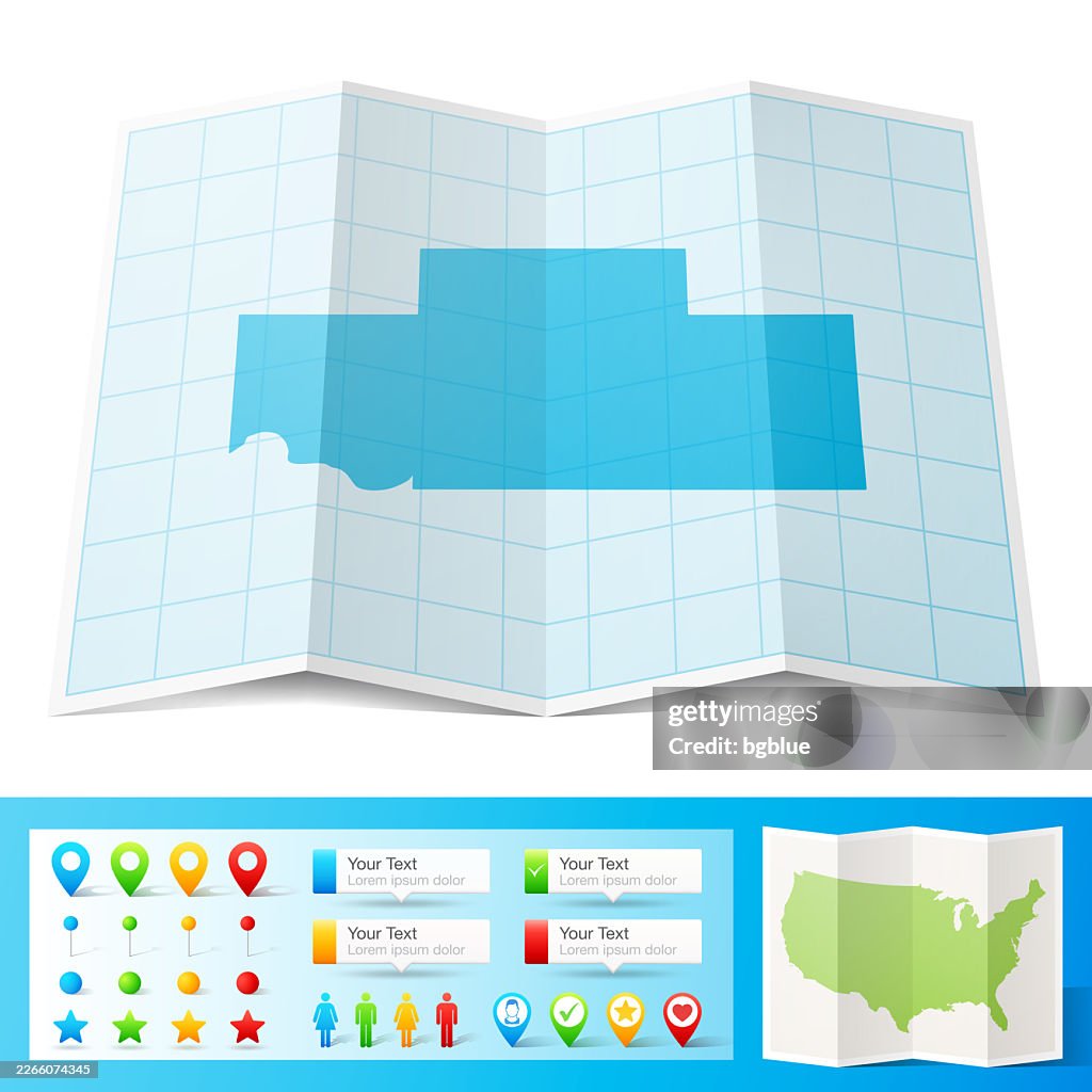 Payne County, Oklahoma Map with location pins on white Background