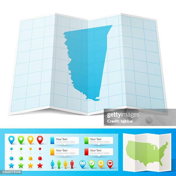 montgomery county, georgia map with location pins on white background - mount vernon stock illustrations