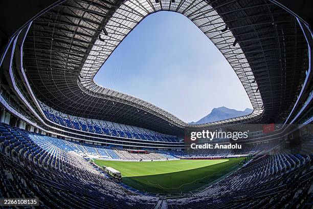 View of BBVA Stadium, one of the host venues for the 2026 FIFA World Cup, during the FIFA World Cup Trophy Tour, in Monterrey, Mexico on March 14,...