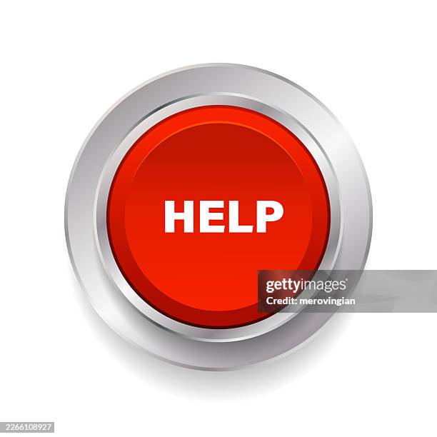 red 3d style help button icon - call button stock illustrations