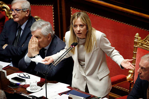 Prime Minister Giorgia Meloni during her address to the Senate ahead of the European Council meeting on March 19th and 20th, 2026. Rome , March 11st,...