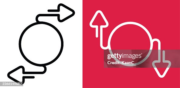Circular Arrow Loop Icon, Process Cycle Direction Arrows Vector Line Symbol Circular Arrow Loop Icon, Process Cycle Direction Arrows Vector Line Symbol