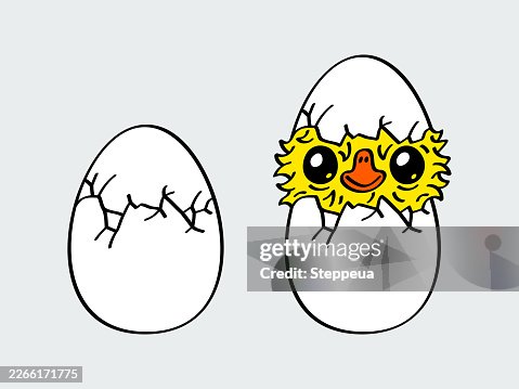 Cute chick hatching from egg. Simple hand drawn doodle vector illustration Cute chick hatching from egg. Simple hand drawn doodle vector illustration