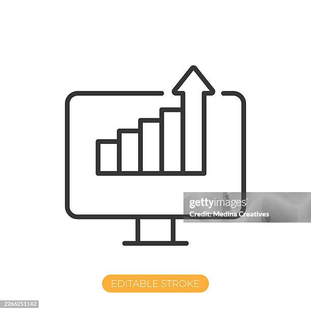 performance analytics icon. editable stroke thin line icon - media effectiveness stock illustrations