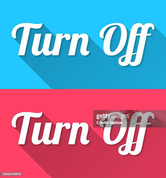 turn off - flat design with long shadow on blue and red background - turning lights off stock illustrations