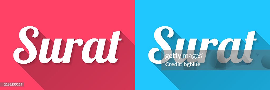Surat - Flat Design with Long Shadow on blue and red background
