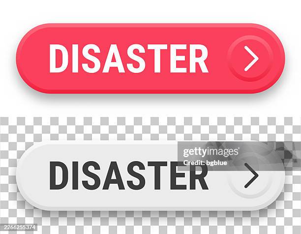 disaster - 3d click web buttons on blank background - emergency button stock illustrations