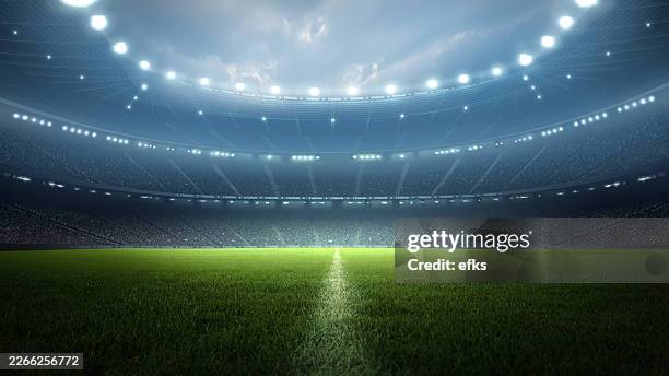 Soccer stadium at night.