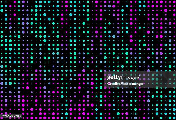 vector abstract green, blue and purple colored dot matrix grid background - dot matrix printer stock illustrations