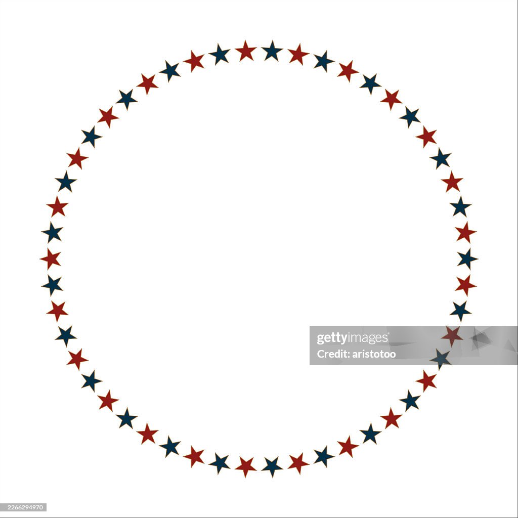US Stars circle, red blue on white background.