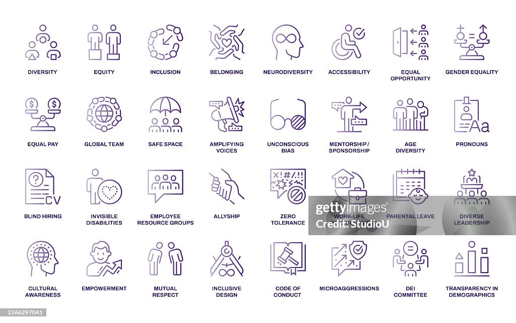 Diversity, Equity, and Inclusion Gradient Icons