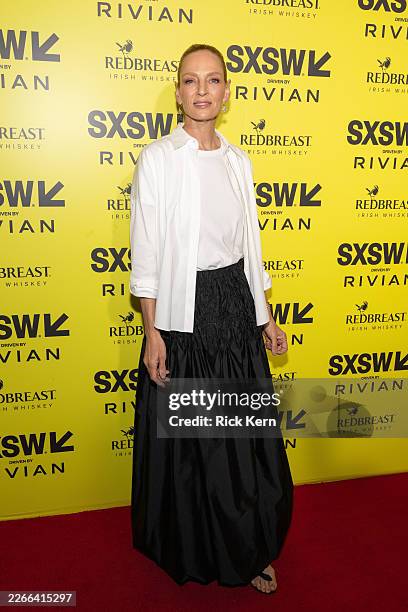 Uma Thurman attends the world premiere of 'Pretty Lethal' during the 2026 SXSW Conference and Festival at The Paramount Theatre on March 13, 2026 in...