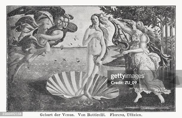 birth of venus., by botticelli, florence, halftone print, published 1898 - sandro botticelli stock illustrations