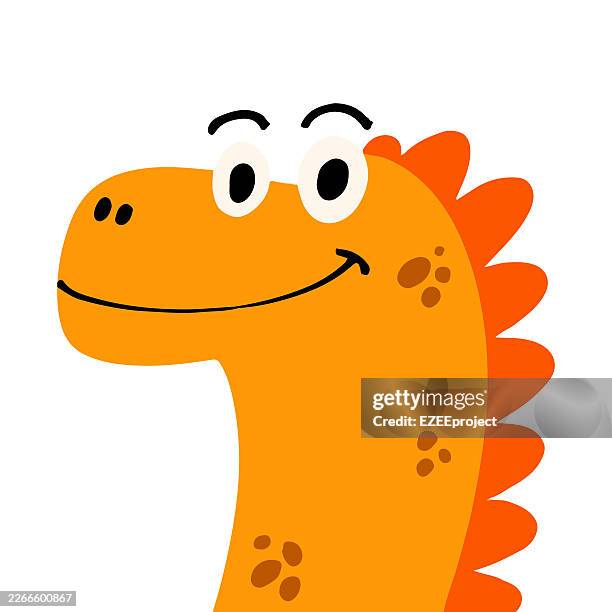cute dinosaur character head illustration. friendly t-rex cartoon mascot for kids. happy little dinosaur smiling face vector. cute dino profile clipart - dinosaur stock illustrations