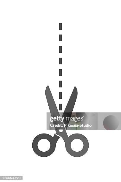 scissors icon with dashed cut line. - black cross pattern stock illustrations