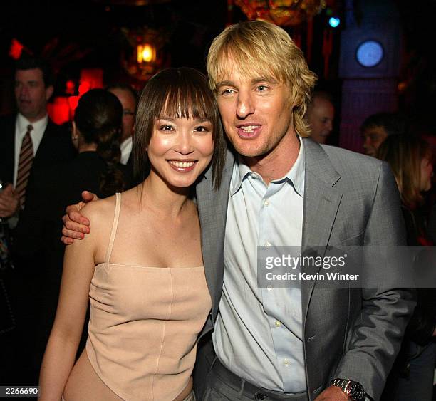 Actress Fann Wong and actor Owen Wilson attend the post-premiere party for "Shanghai Knights" at The Highlands on February 3, 2003 in Los Angeles,...