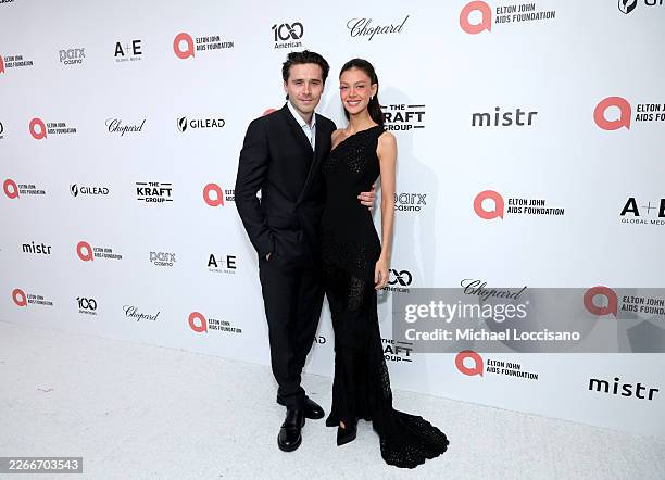 Brooklyn Peltz Beckham and Nicola Peltz Beckham attend the Press Conference during Elton John AIDS Foundation's 34th Annual Academy Awards Viewing...