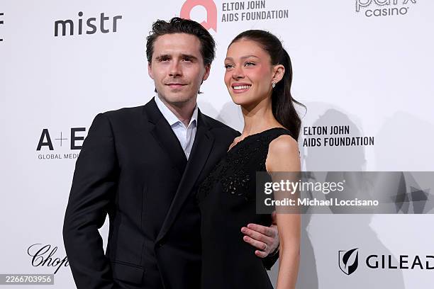 Brooklyn Peltz Beckham and Nicola Peltz Beckham attend the Press Conference during Elton John AIDS Foundation's 34th Annual Academy Awards Viewing...