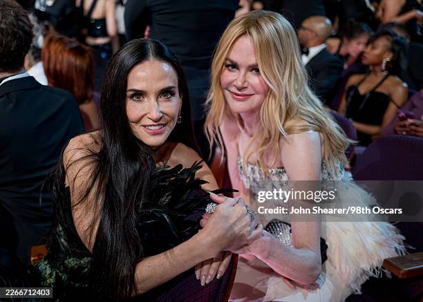 Demi Moore and Nicole Kidman attend the 98th Annual Oscars at Dolby Theatre on March 15, 2026 in Hollywood, California.