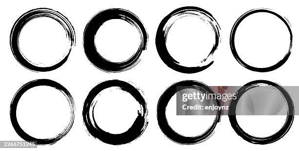 illustrations, cliparts, dessins animés et icônes de cercles noirs bouddhistes zen black ensō - pinceau