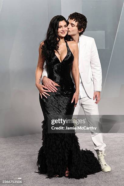 Kylie Jenner and Timothée Chalamet attend the 2026 Vanity Fair Oscar Party Hosted By Mark Guiducci at Los Angeles County Museum of Art on March 15,...