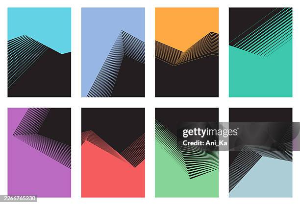 vector backgrounds with abstract line art elements - straight stock illustrations