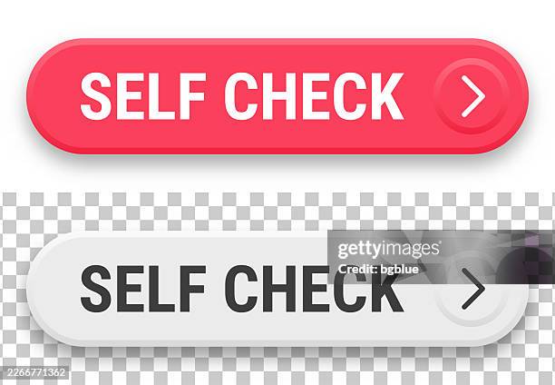 self check - 3d click web buttons on blank background - self service check in stock illustrations