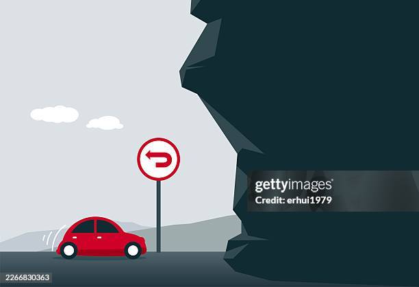 dead end and necessary change of direction - car journey stock illustrations