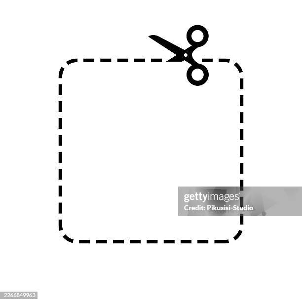 square rounded corner coupon border with scissors - scissors cutting stock illustrations
