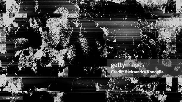 black and white grunge glitch texture with street style graffiti decay - television static stock pictures, royalty-free photos & images