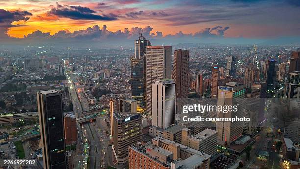 panoramic view of bogota - colombia at sunset. - bogota stock pictures, royalty-free photos & images