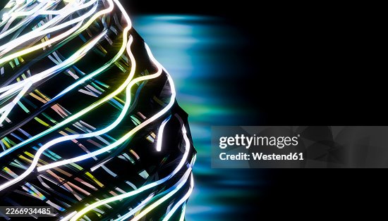 Futuristic neon light structure with glowing surface and motion blur Futuristic neon light structure with glowing surface and motion blur