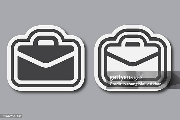 briefcase sticker icon set - case closed stock illustrations